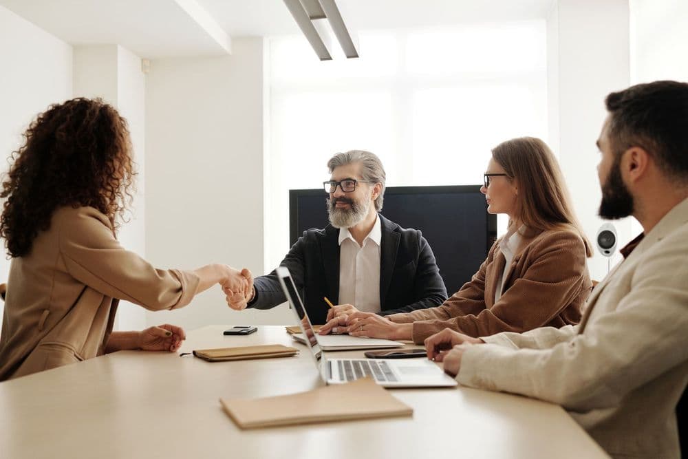 Hand shaking during the meeting